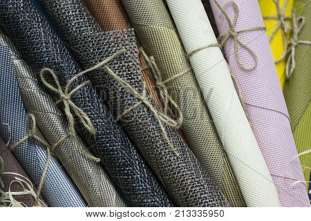 Rolls of wrapping paper binding with rope