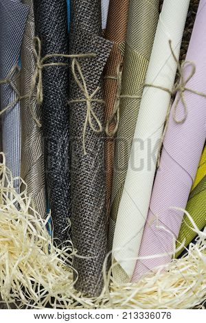 Rolls of wrapping paper binding with rope