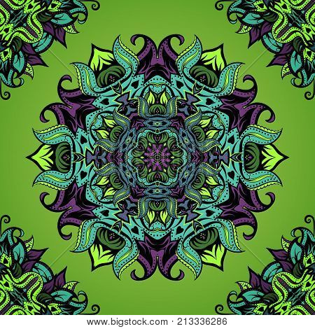 Vector seamless pattern with circular oriental ornament