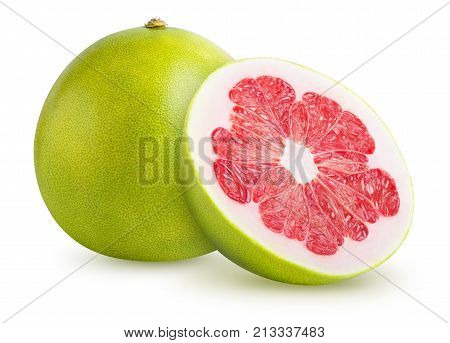 Pomelo citrus fruit isolated on white background. Clipping path included.