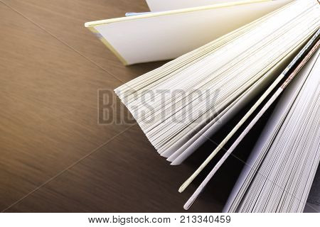 book open on the table to the library.