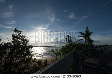 Pinones Beach scene at sunset on Puerto Rico