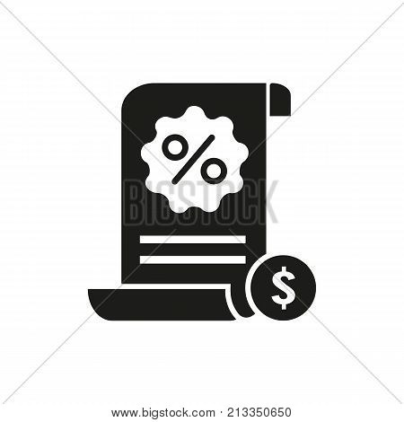 Icon of shop discount. Voucher, promo code, reduction in cost. Shopping concept. Can be used for topics like savings, sale, retail, economy
