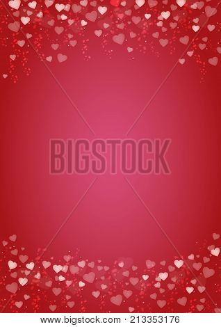 A3 size vertical red background with hearts header and footer