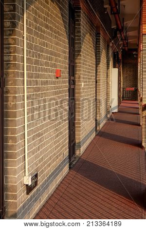 WUHAN OCT 27 2017 walkway inside the Xinhai Revolution Museum uprising on November 19 2007 in WuhanHubeiChina. Sun(1866-1925) was a revolutionary and political leader.