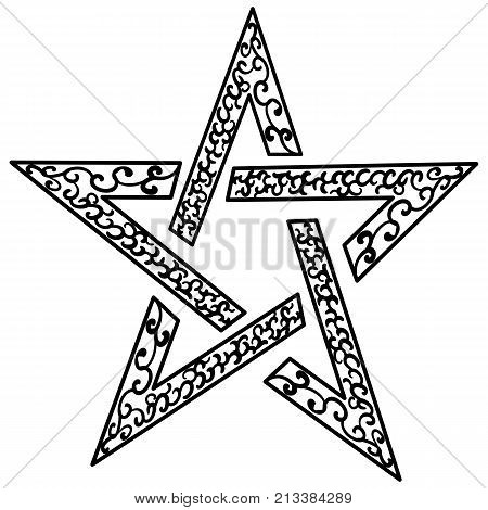 Tattoo tribal sketch star vector shape. Isolated vector sketch of a star tattoo. Creative tattoo ornament star vector.