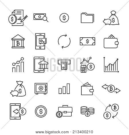 Simple set of investments related outline icons. Elements for mobile concept and web apps. Thin line vector icons for website design and development, app development. Premium pack.