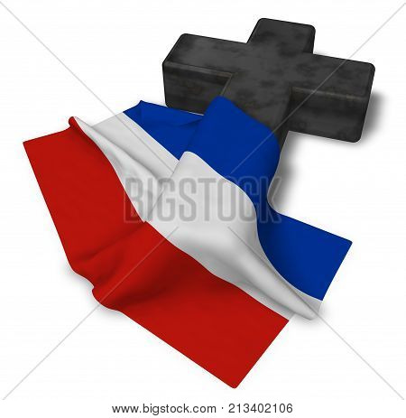 christian cross and flag of schleswig-holstein - 3d rendering