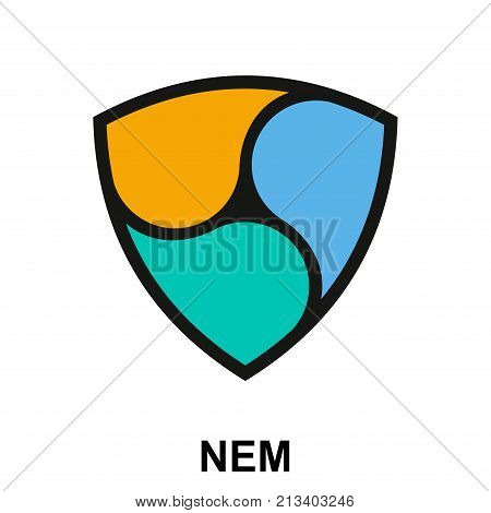 Nem crypto currency blockchain flat logo isolated on white background. Vector illustration