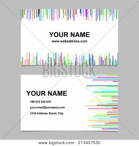 Colorful business card template design set - vector namecard design with horizontal and vertical stripes
