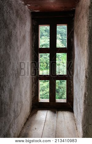 Blurry Background View From Trongsa Dzong Windows.