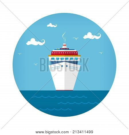 Icon Cruise Ship , Front View of the Liner, Travel Concept , Vector Illustration