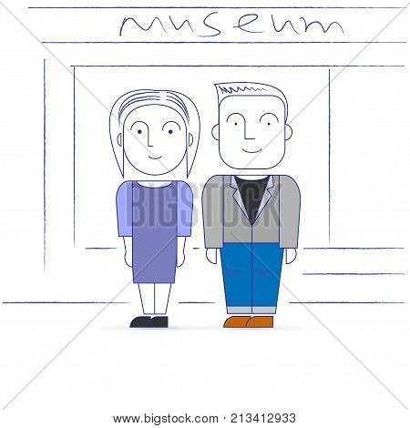 Vector image of a man and a woman in a flat style.