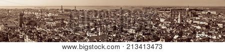 Venice skyline panorama viewed from above at clock tower in St Markas square. Italy.