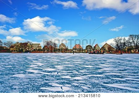 The village UItdam on a cold winter day in the Netherlands