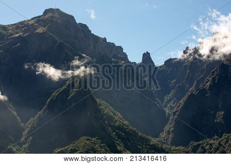 Pico do Arieiro seen from Balcoes Viewpoint Ribeiro Firo Madeira Portugal