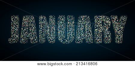 3d illustraton. December with Confetti. Image with clipping path