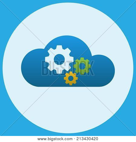 A cloud in which there are several gears. The concept of assistance. Vector illustration.