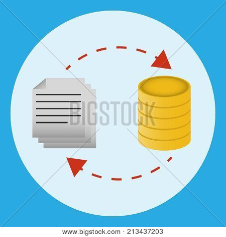 The relationship between business documents and financial profit. The concept of business. Vector illustration.