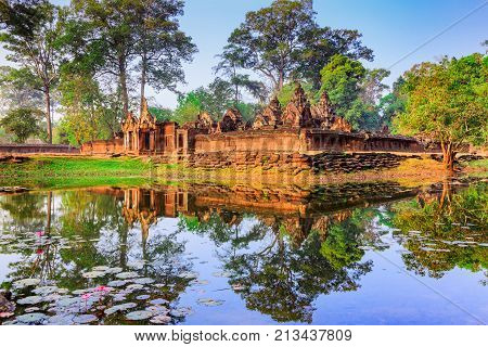 Angkor Cambodia. Banteay Srei (Citadel of the Women) temple.