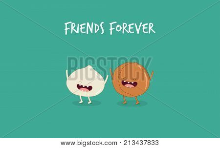 Vegan protein funny set of vector chatacters. Healsy food. vagalife
