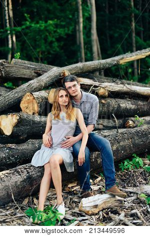 Boyfriend and girlfriend, loving couple walking and kissing at sunset in rural mestres on nature 1