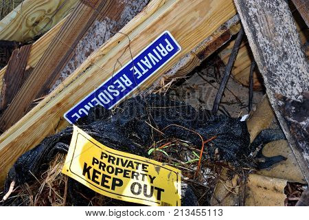 Beach debris on the beach after hurricane Irma hitting on the east coast of Florida on September 11, 2017