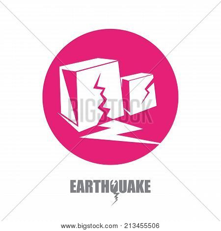 vector Earthquake icon with damaged house isolated on white background. vector Natural disaster sign or symbol