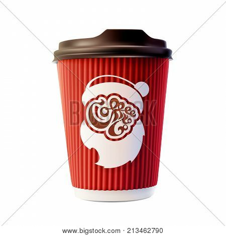 Christmas Red Coffee Ripple Cup Isolated on White Background