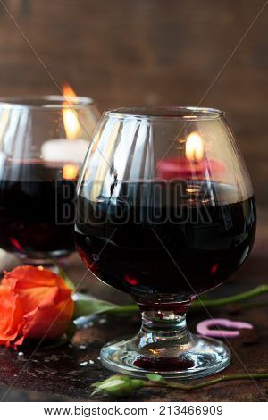 Romantic drink for couple - juice in glasses