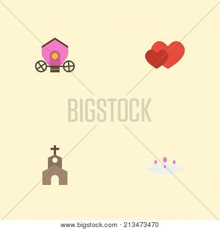 Flat Icons Building, Accessories, Love And Other Vector Elements
