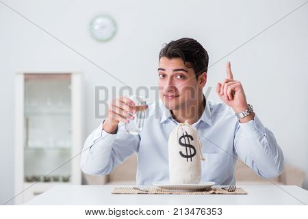 Concept of expensive dining in restaurants