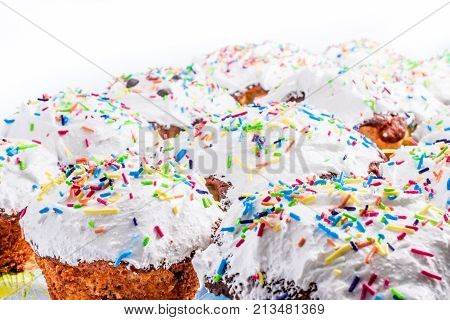 glazed easter cake isolated on white background