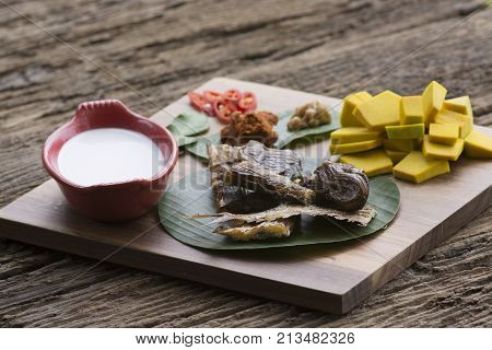 Slices Of Smoked Fish Mackerel And Ingredent Of Thai Food