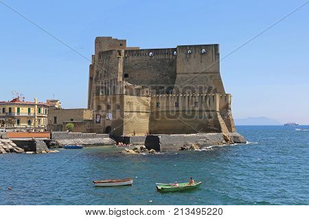 NAPLES ITALY - JUNE 22 2014: Castel dell Ovo Fortification in Naples Italy.