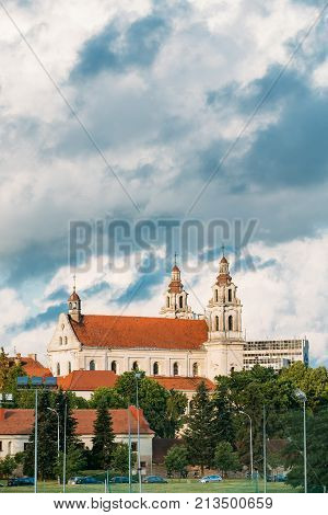Vilnius, Lithuania. Church Of St Raphael The Archangel And Former Jesuit Monastery In Sunny Summer Day.