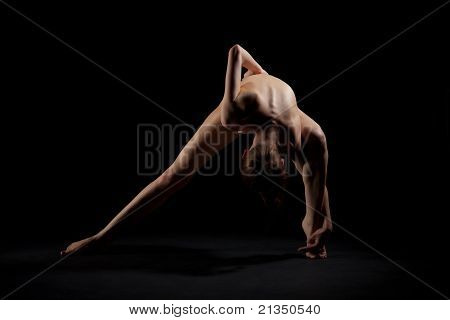Geometric Posing Girl Over Dark Background