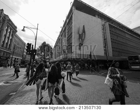 People In Oxford Street In London Black And White