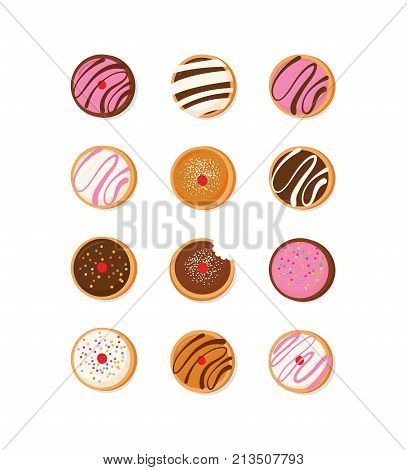 Hanukkah dougnut , Jewish holiday symbol. sweet traditional bake. vector illustration greeting card