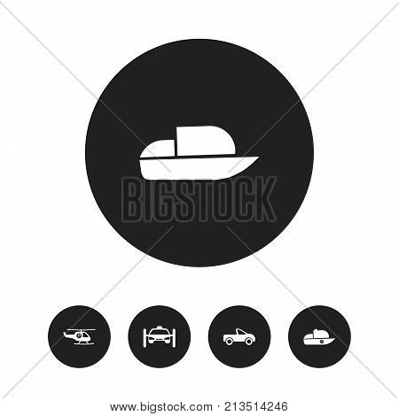 Set Of 5 Editable Shipment Icons. Includes Symbols Such As Drophead Coupe, Washing Auto, Vessel And More