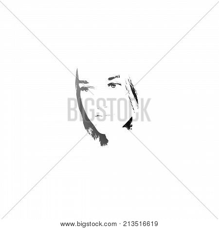 Black And White Portrait Of Young Girl