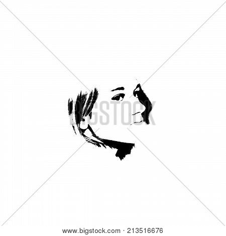 Black And White Portrait Of Young Girl