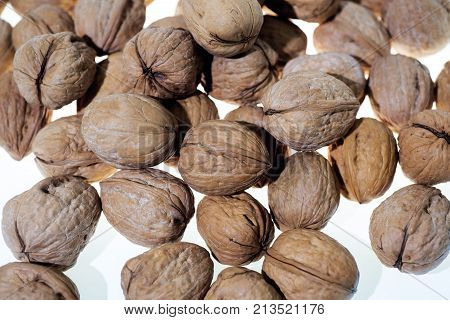 Christmas Nuts On White Background.