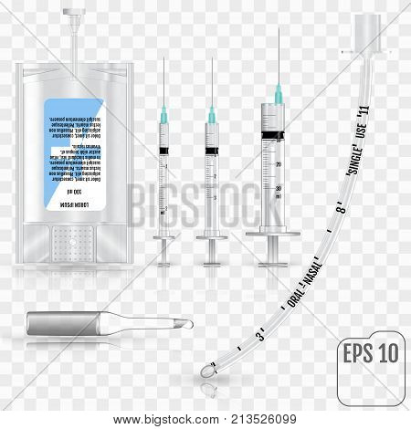 Realistic Intravenous Fluid, Syringe, Ampoule, And Tracheal Tube