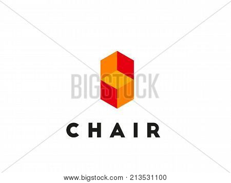 Modern minimalistic furniture logo template. Chair icon for identity.