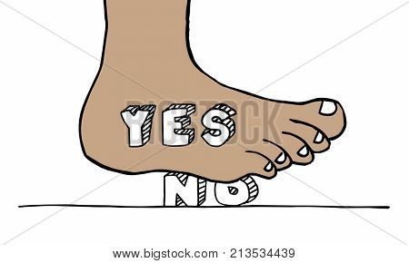 Yes Foot Stomping No Word Overcoming Objection Illustration