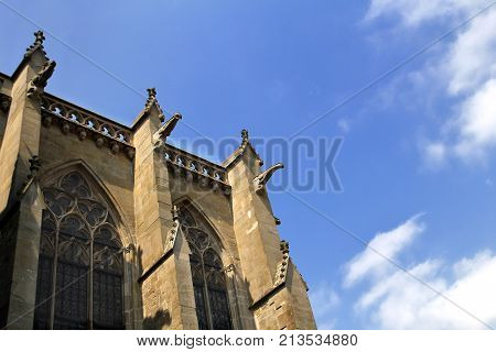 Carcassonne, Languedoc-roussillon, France - August 24 2017: The Basilique Saint Nazaire, In The Medi