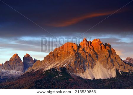 Alpine landscape in the Dolomites, Italy, Europe