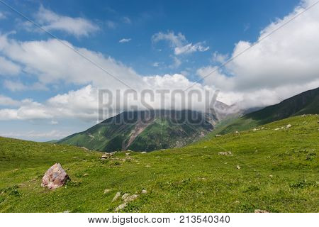 Beautiful clouds in the mountains of Kyrgyzstan