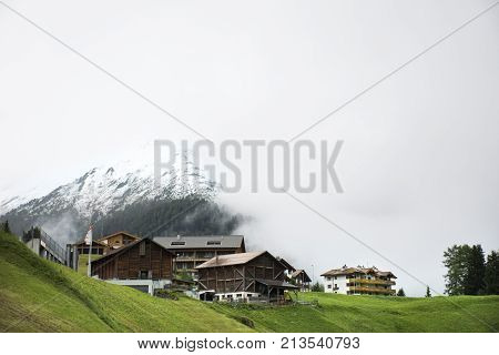 Villages Of Tschlin And Ramosch At Beside Road Between Go To Samnaun Is A High Alpine Village And A